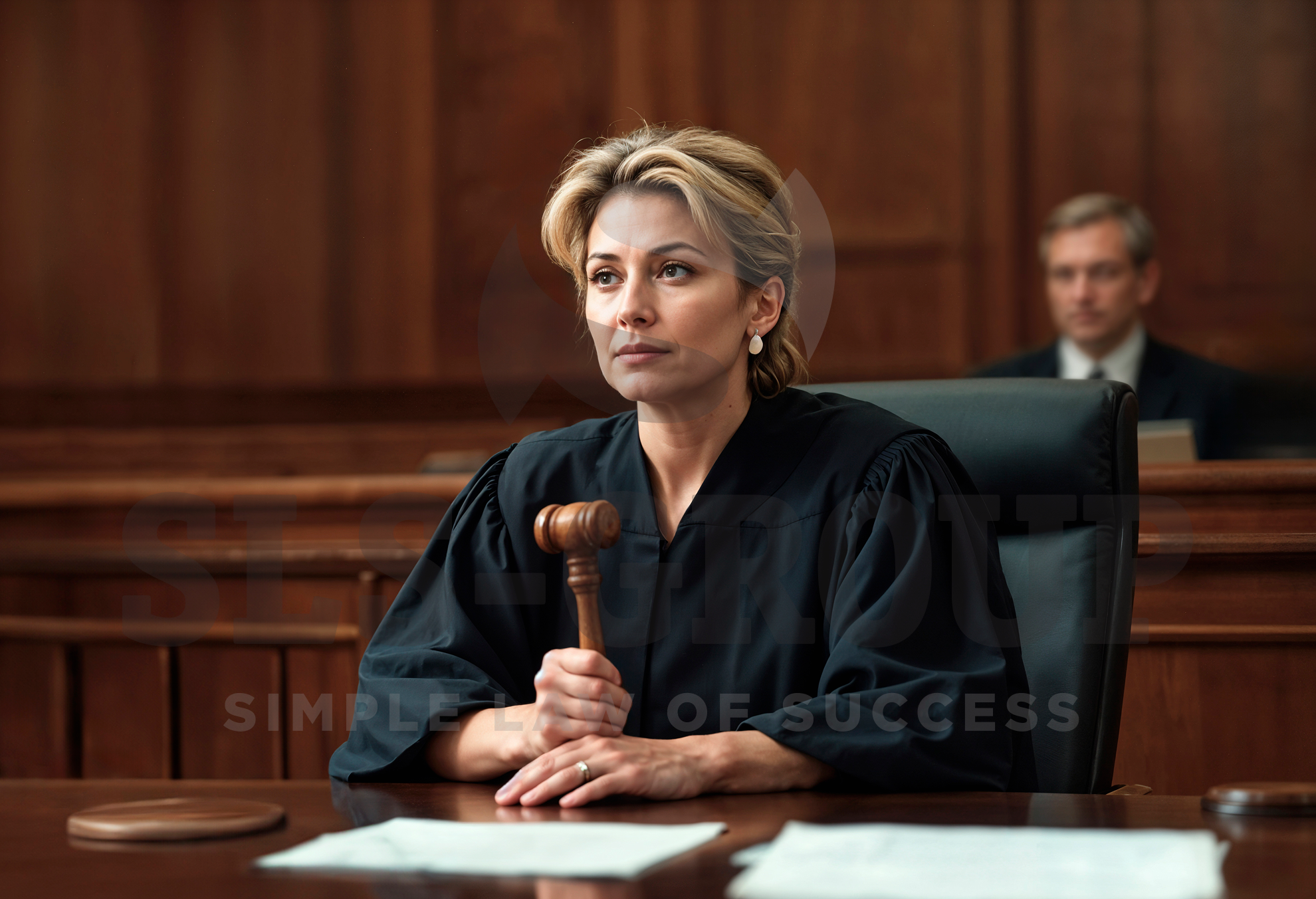 Судья ждет, пока люди пройдут проверку сумок с помощью интроскопа на входе в здании суда